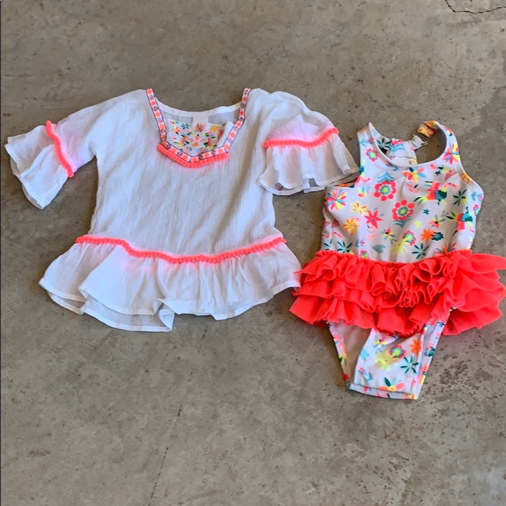 Cat & Jack Neon Otomi Print Swimsuit & Cover Up
